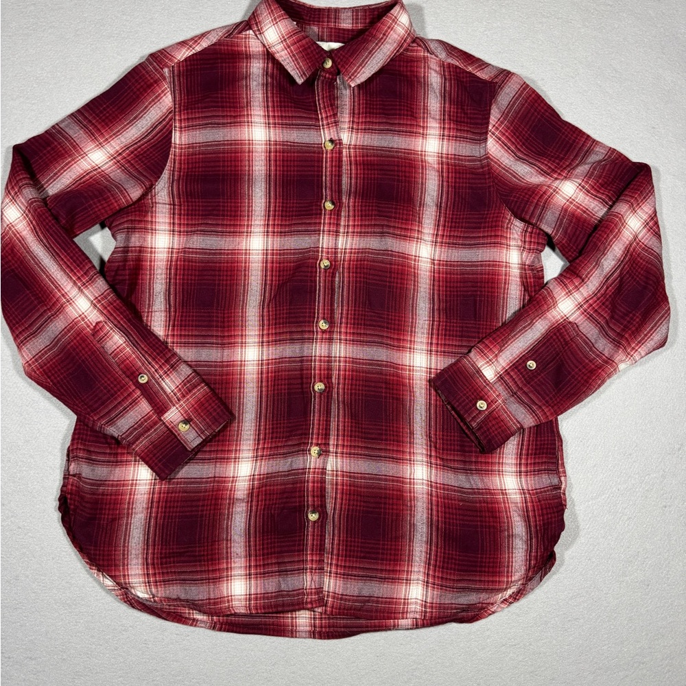 Jachs Girlfriend Plaid Flannel Shirt Womens Medium Red Button Down